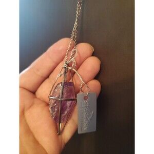 Starborn Creations Violet Flame Amethyst Caged Pendant And Chain 925 Silver